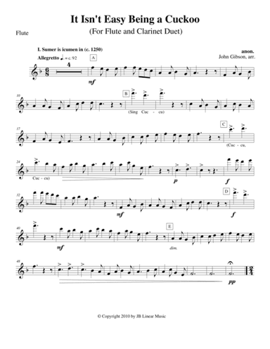It Isn't Easy Being a Cuckoo for flute and clarinet duet (arr. John Gibson)