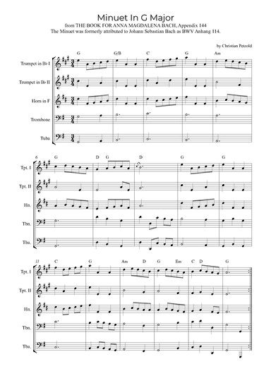 Minuet In G Major (with chords) (arr. Alex Nunes Rodrigues)