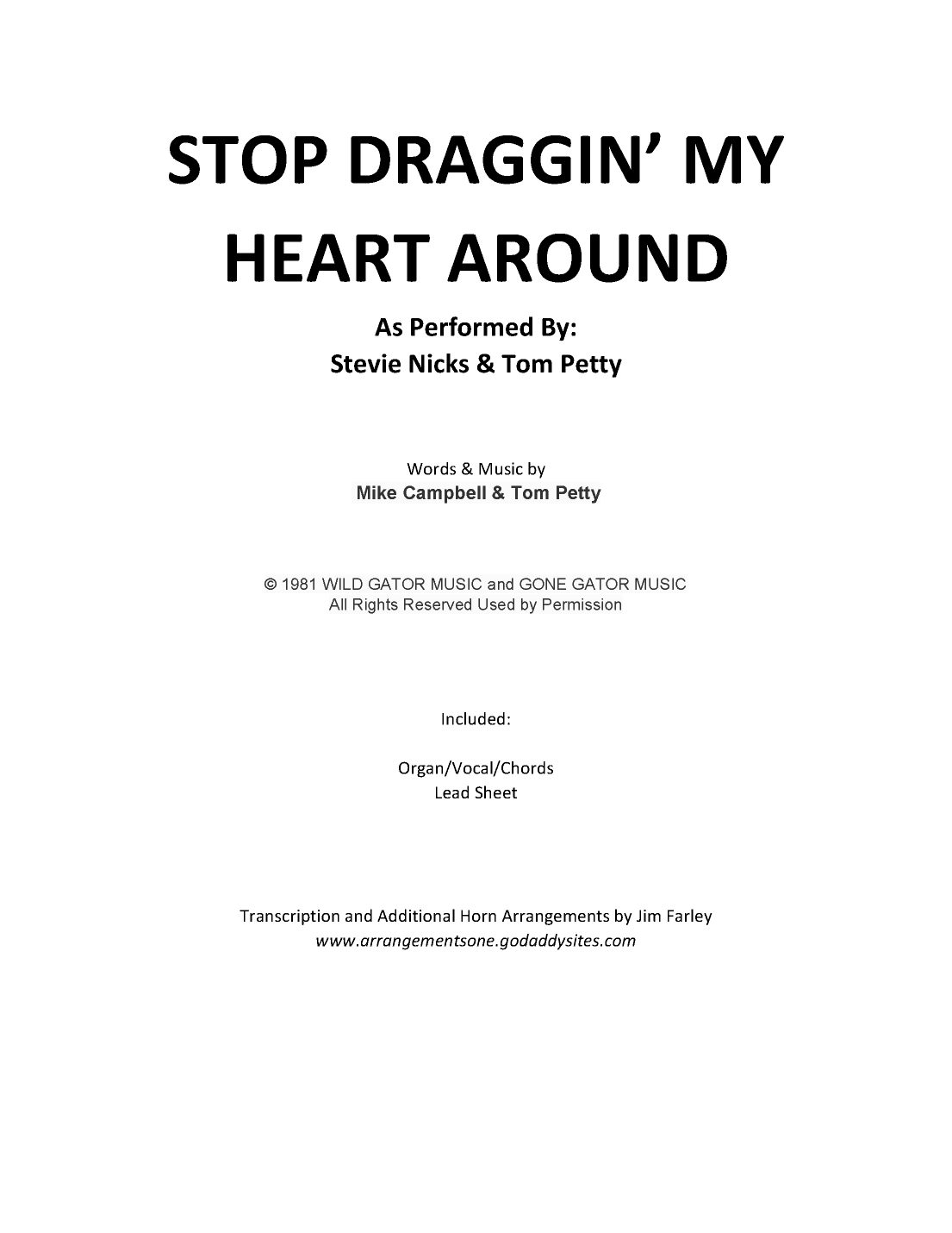 Stop Draggin' My Heart Around (arr. farleyjc@gmail.com)