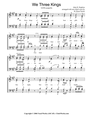 We Three Kings : SATB Acapella (arr. M. Ryan Taylor)