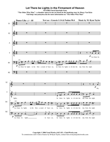 Let There be Lights in the Firmament of Heaven : SSATBB Acapella