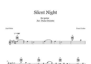Silent Night (A major - TABS - no lyrics) (arr. Duda Oriontte)