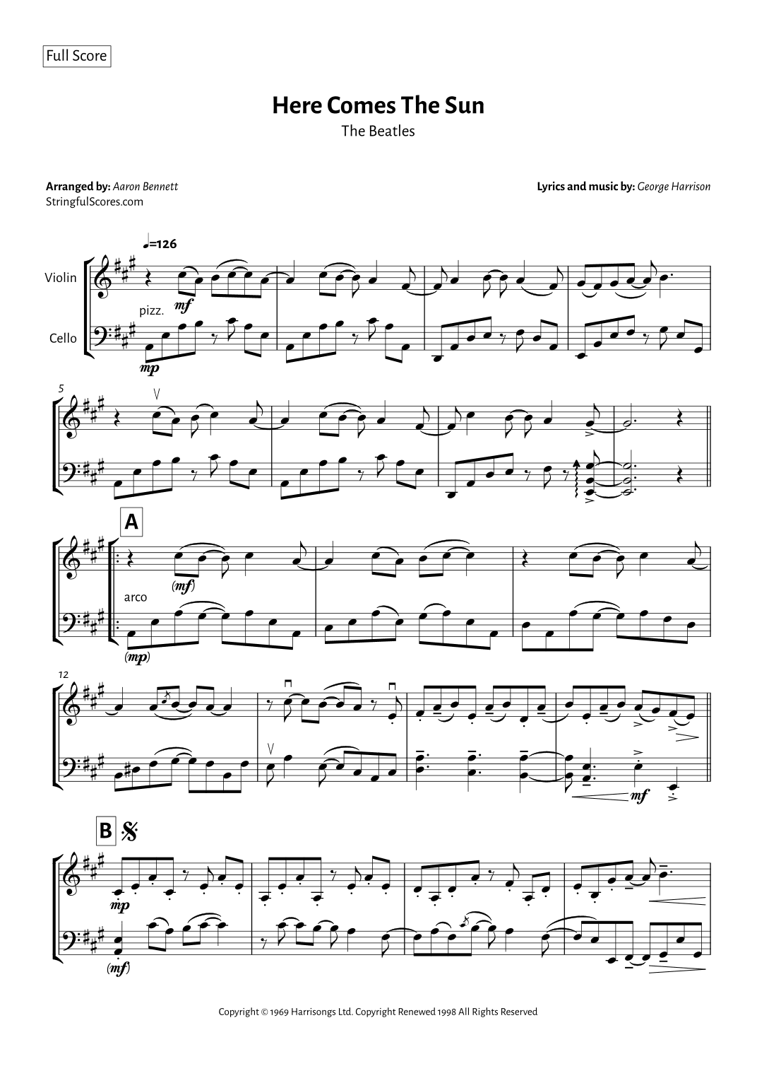 Here Comes The Sun (arr. Aaron Bennett)