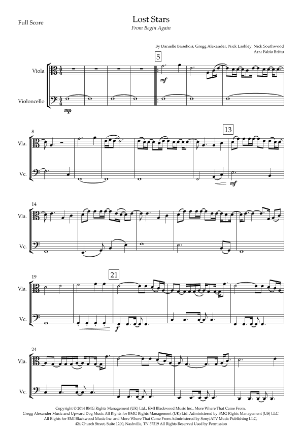 Lost Stars (arr. Fabio Britto)