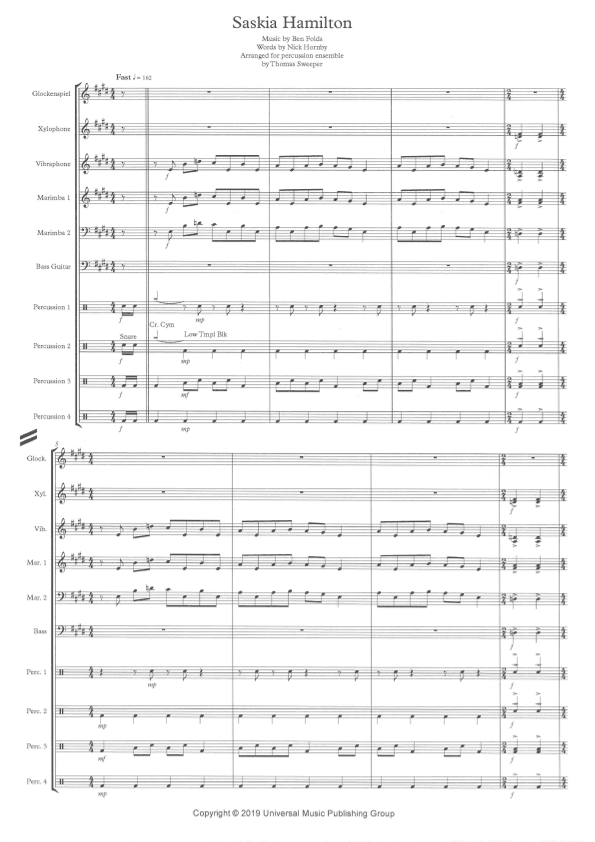 Saskia Hamilton (arr. Thomas Sweeper)