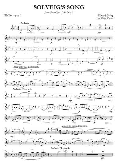 Solveig's Song from "Peer Gynt" for Brass Quartet (arr. Diego Marani)