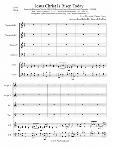 Festival Hymn Setting Easter 2016 Christ The Lord Is Risen Today (arr. James F. Rickley)
