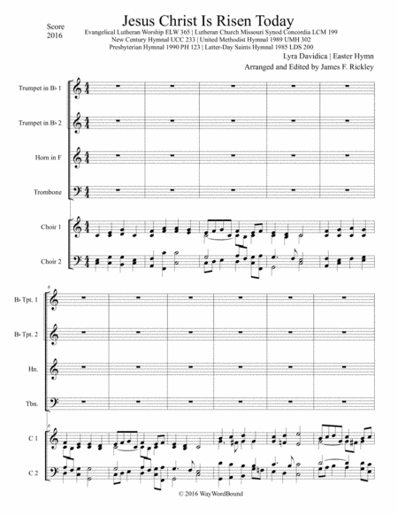 Festival Hymn Setting Easter 2016 Christ The Lord Is Risen Today (arr. James F. Rickley)