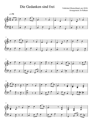 Die Gedanken sind frei (arr. Jo Fulham)