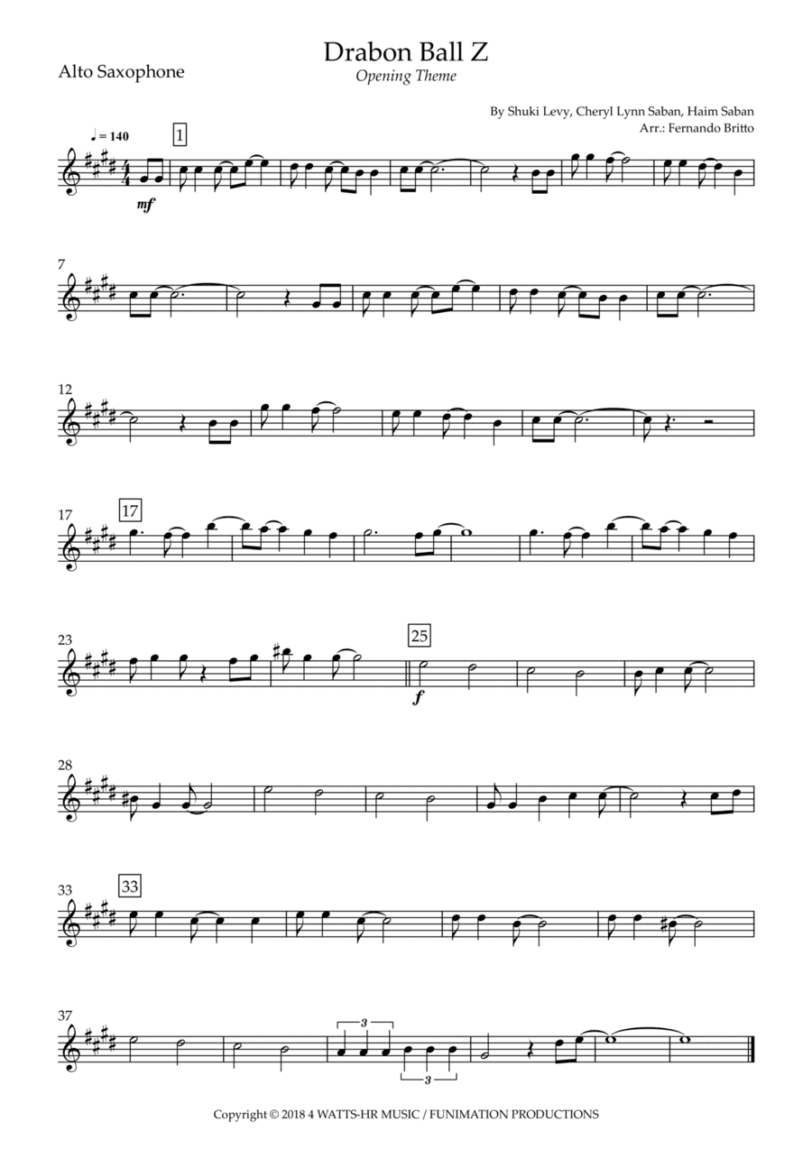 Dragon Ball Z Opening Theme (arr. Fernando Britto)