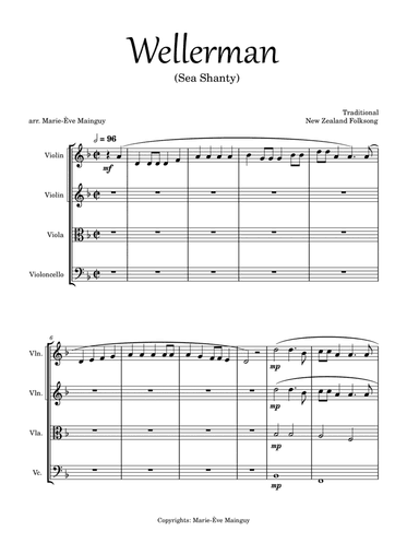 Wellerman (Sea Shanty) - String Quartet (arr. Marie-Ève Mainguy)