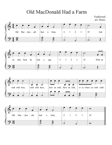 Old MacDonald Had a Farm (early intermediate/classroom piano) (arr. Rebekah Henry)