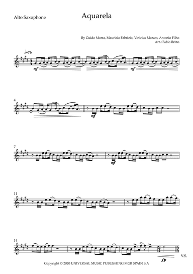 Aquarela-toquinho (arr. Fabio Britto)