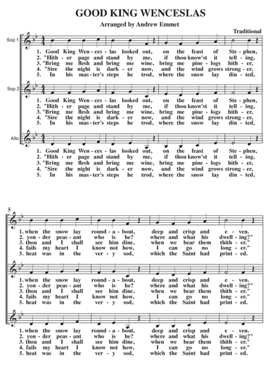 Good King Wenceslas A Cappella SSA (arr. Andrew Emmet)