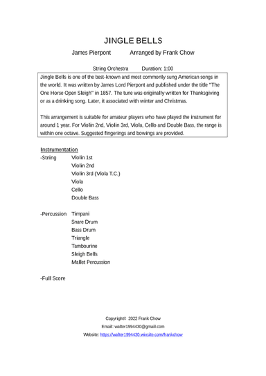 Jingle Bells (arr. Frank Chow)