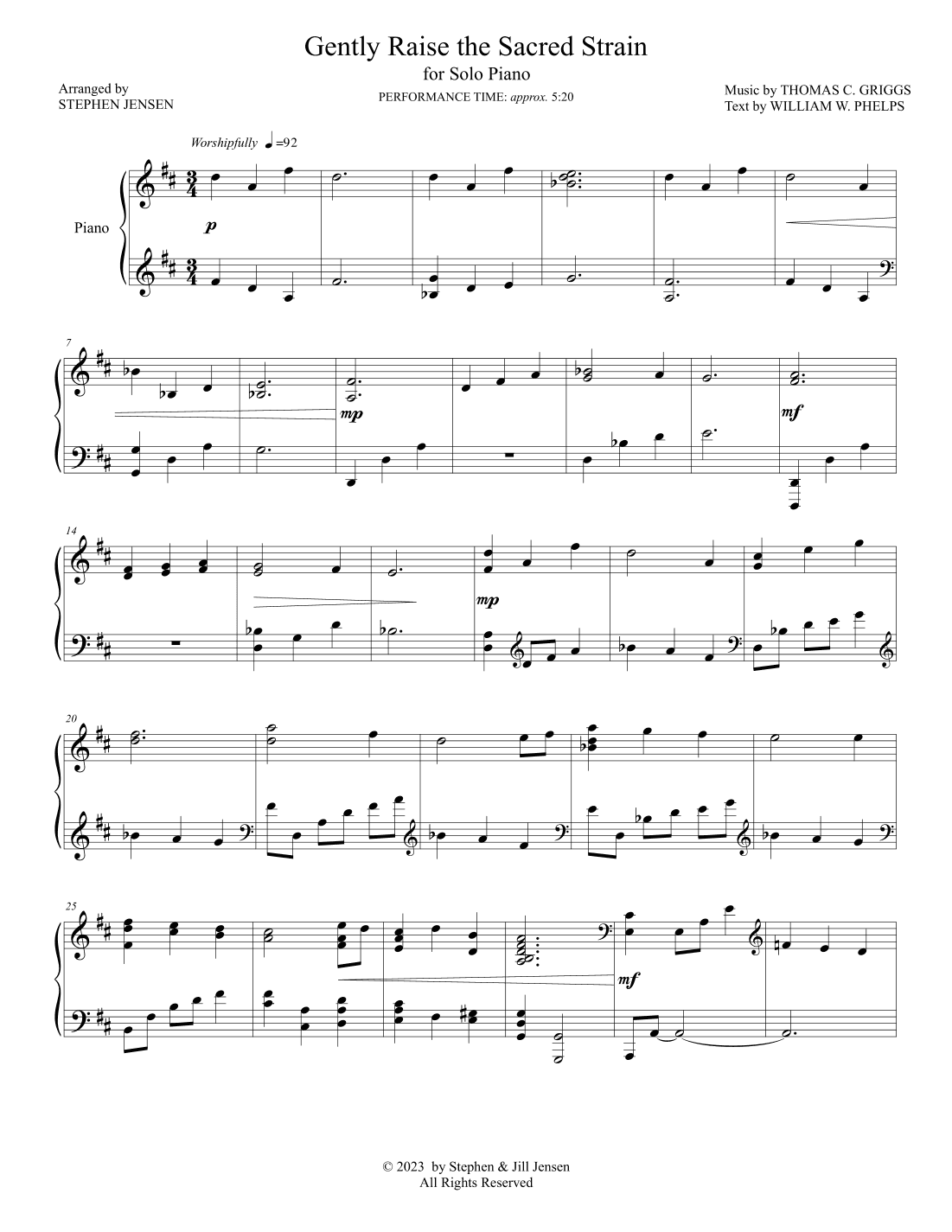 Gently Raise the Sacred Strain (arr. Stephen Jensen)