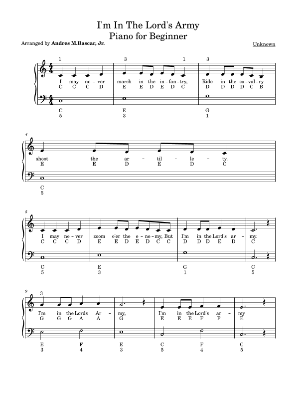 I'm In The Lord's Army (arr. Andres Montecillo Bascar, Jr.)