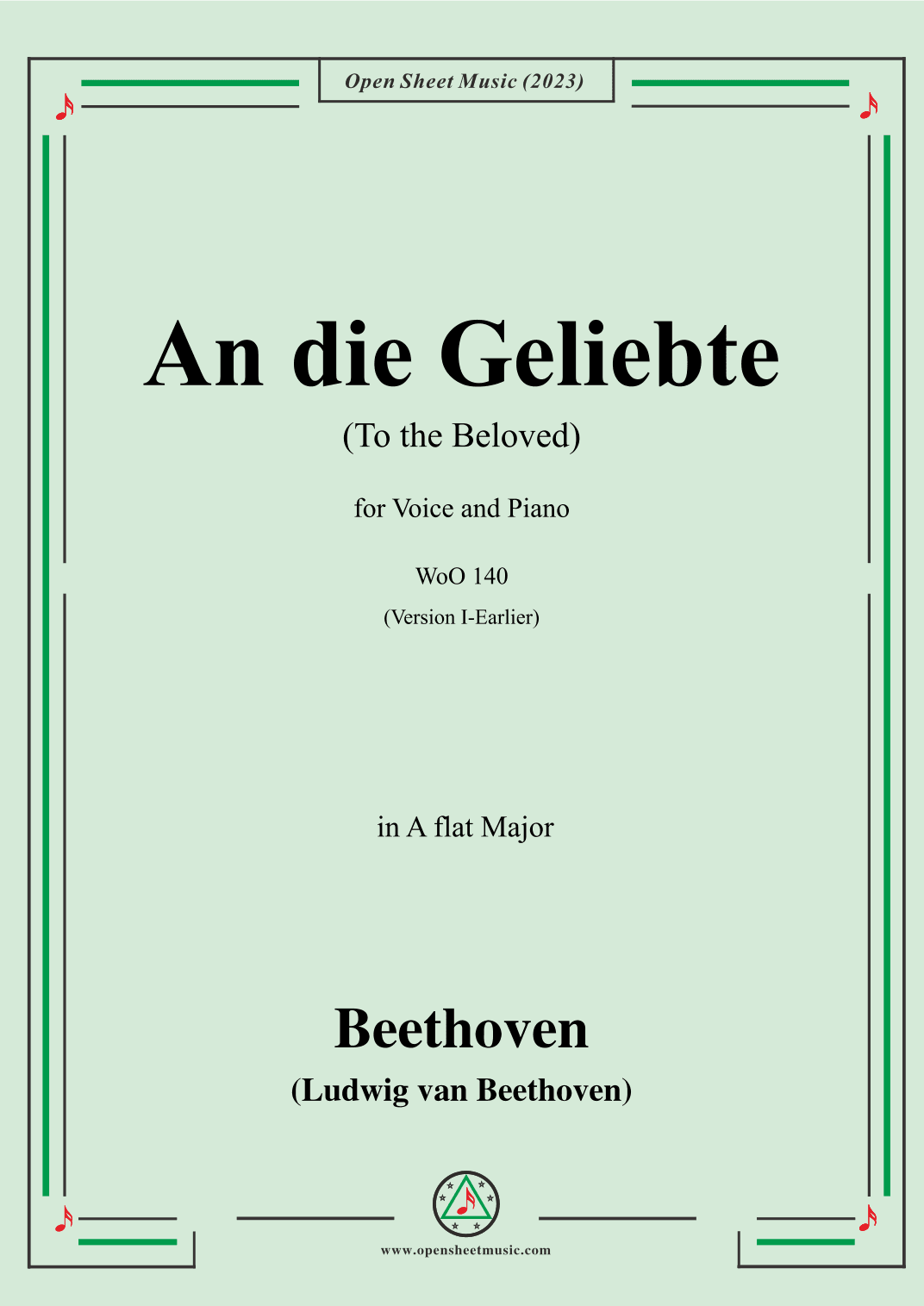 Beethoven-An die Geliebte(To the Beloved),in A flat Major (arr. OSM Press)
