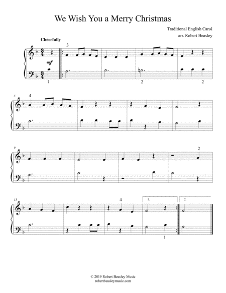 We Wish You a Merry Christmas (easy piano) (arr. Robert Beasley)