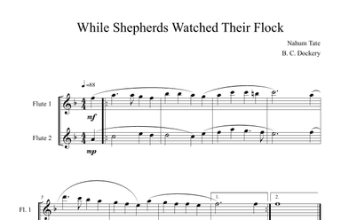 While Shepherds Watched Their Flock (Flute Duet) (arr. B. C. Dockery)