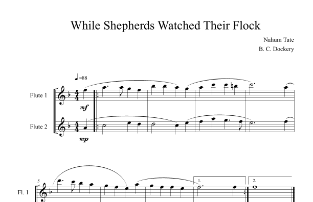 While Shepherds Watched Their Flock (Flute Duet) (arr. B. C. Dockery)