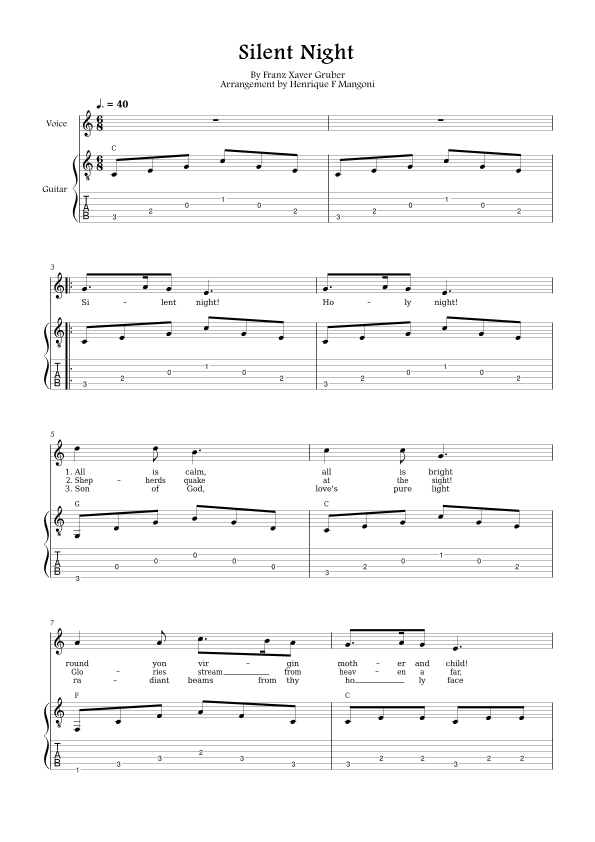Silent Night (english lyrics) (arr. Henrique F Mangoni)