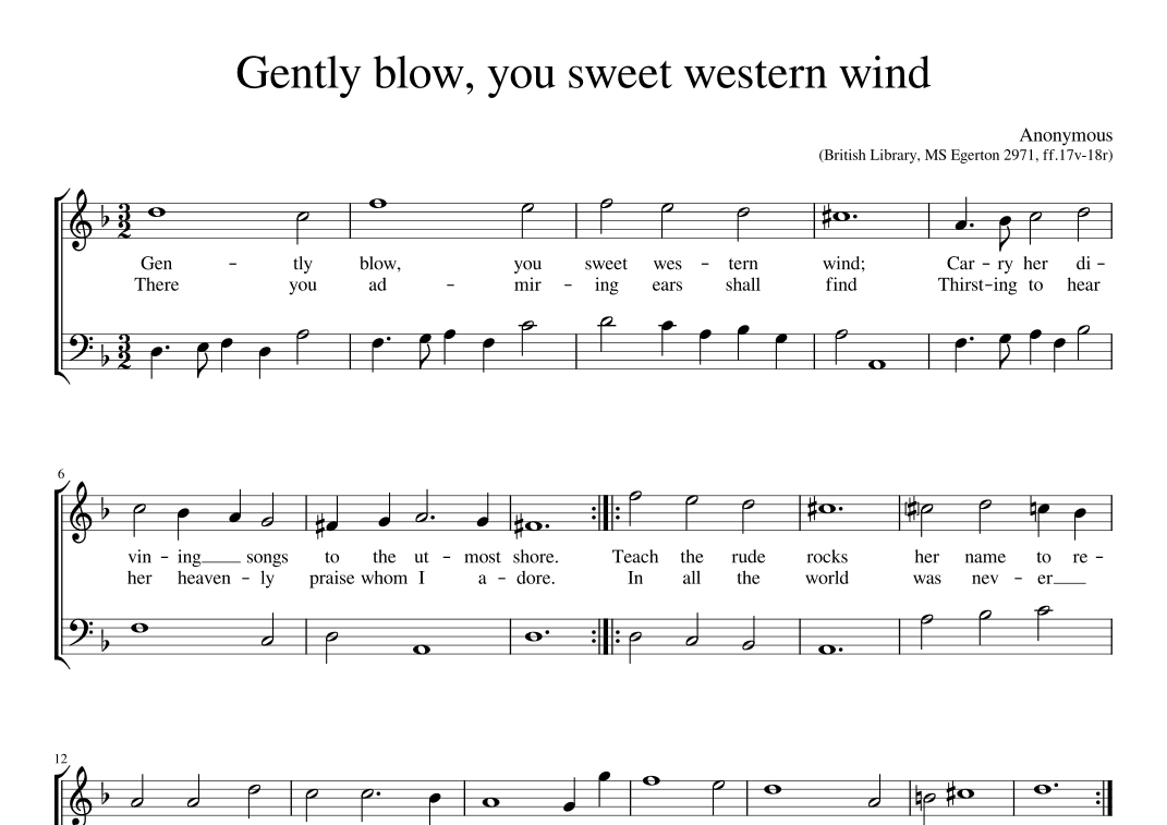 Dans ces deserts paisibles (arr. Early Music Scores)