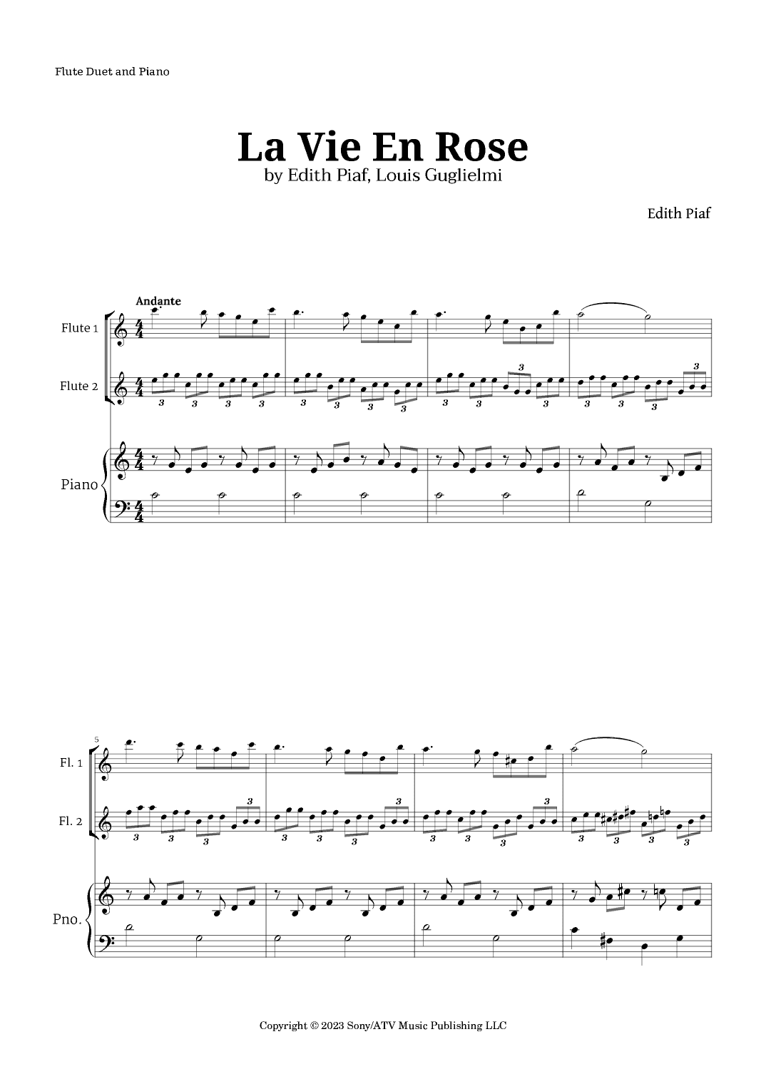 La Vie En Rose (arr. Langanho)