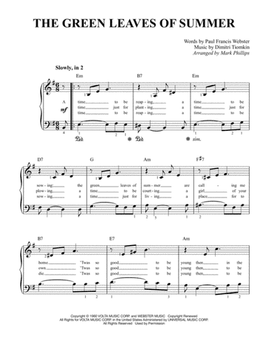 The Green Leaves Of Summer (arr. Mark Phillips)