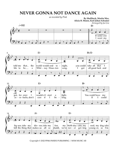 Never Gonna Not Dance Again (arr. Joe Cox)