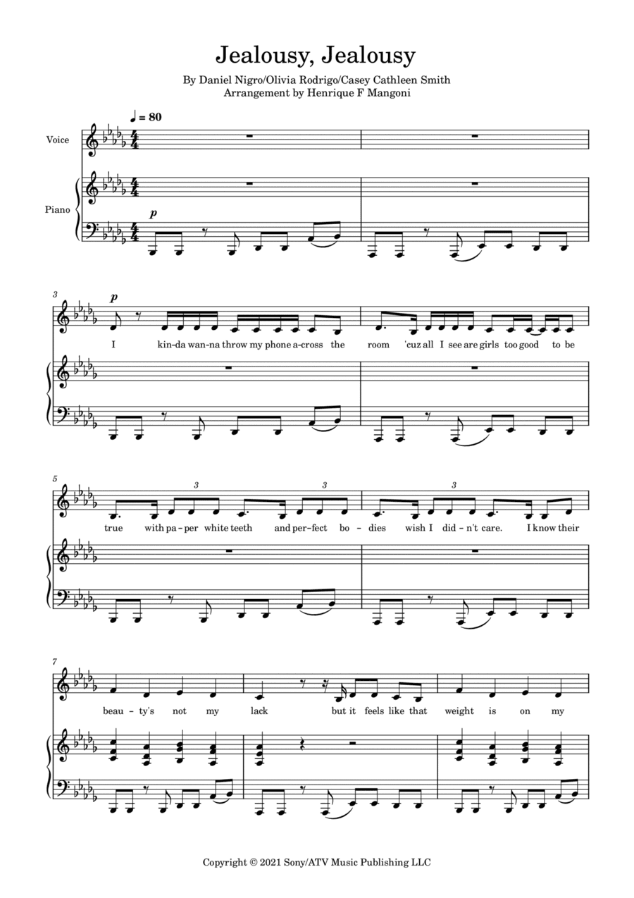 Jealousy, Jealousy (arr. Henrique F Mangoni)