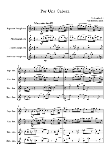 Pour Una Cabeza (arr. Tomaz Nedoh)