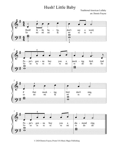 Hush! Little Baby (Hush Little Baby) (standard notation) (arr. Presto! It's Music Magic Publishing)