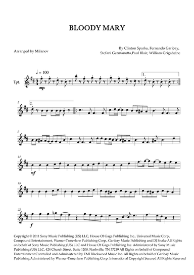 Bloody Mary (arr. Milanov)