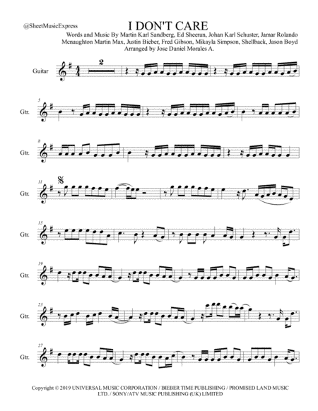 I Don't Care (arr. Jose Daniel Morales A.)