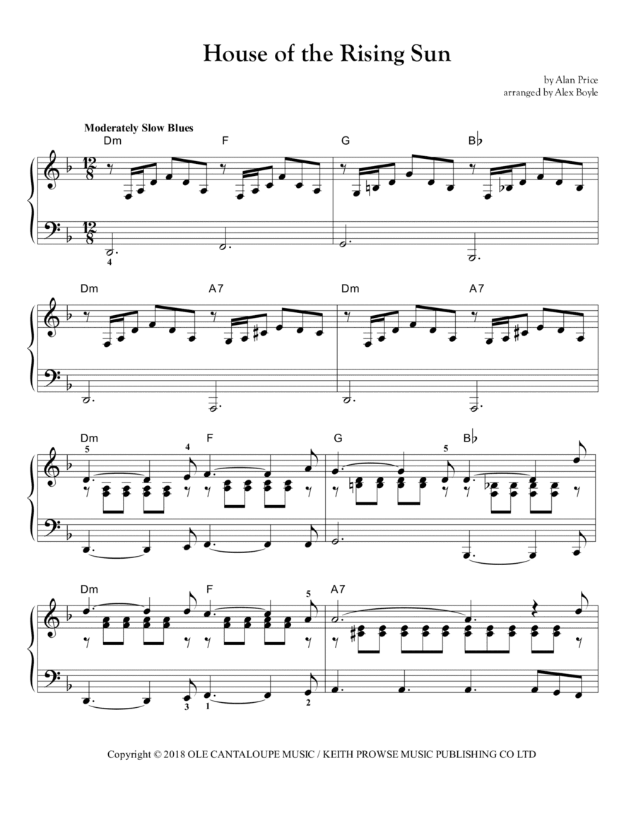The House Of The Rising Sun (arr. Alex Boyle)