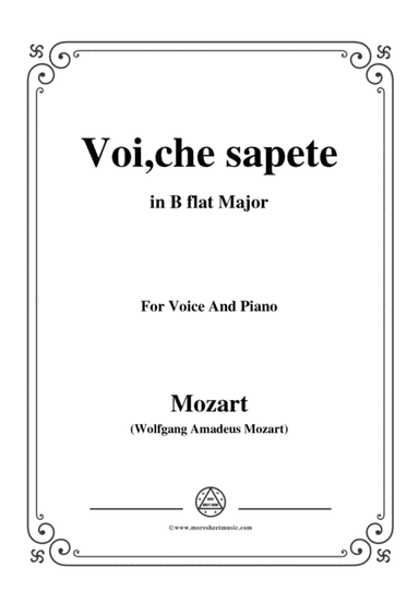 Mozart-Voi,che sapete,in B flat Major,for Voice and Piano (arr. MSM)