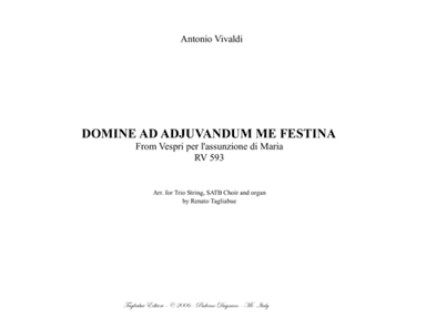 DOMINE AD ADJUVANDUM ME FESTINA - RV 593 - Arr. for Trio String, SATB Choir and Organ (arr. Renato Tagliabue)