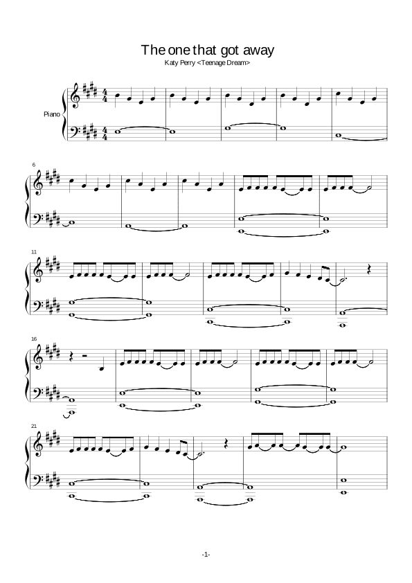 The One That Got Away (arr. Katy Perry)