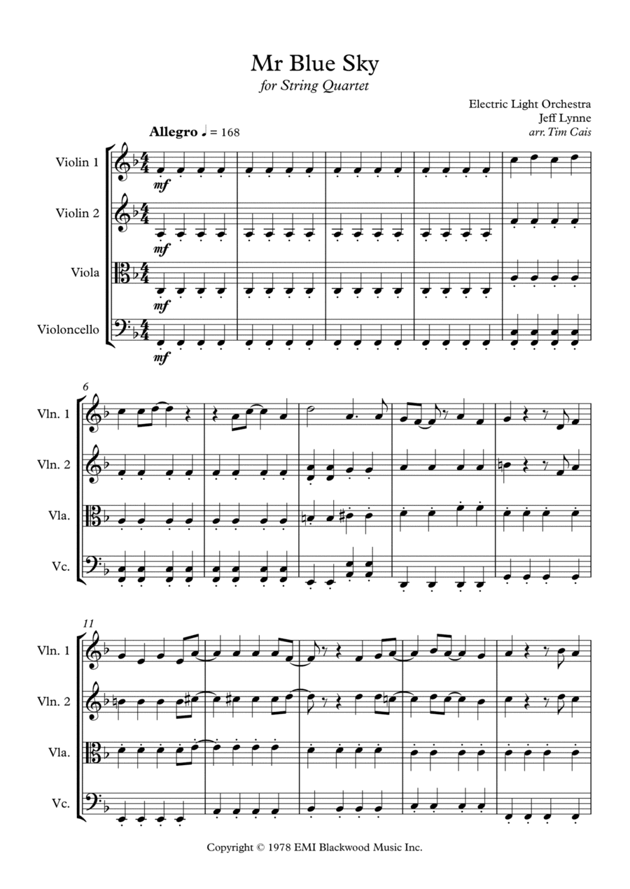 Mr. Blue Sky (arr. Tim Cais)