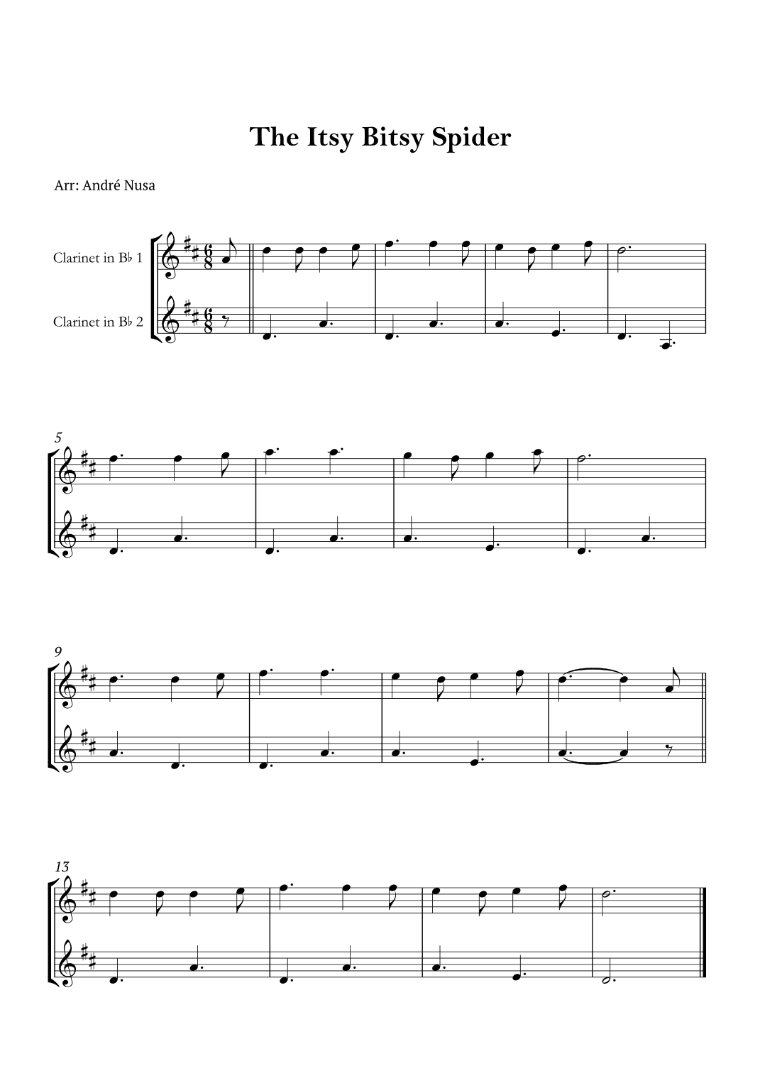 The Itsy Bitsy Spider (arr. André Nusa)
