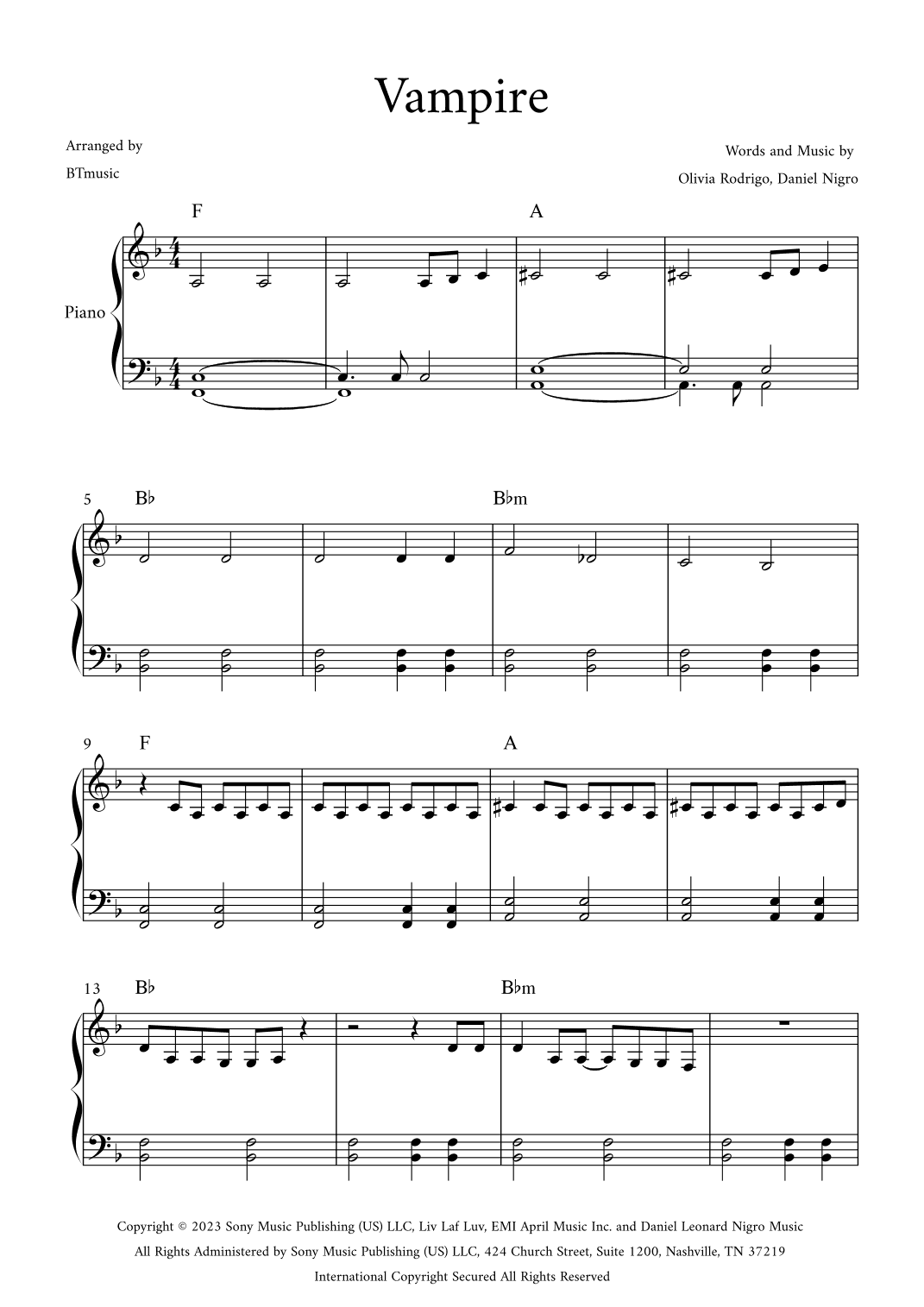 Vampire (arr. BTmusic)