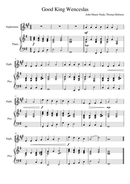 Good King Wenceslas - Euphonium and Piano (arr. Kacie J. Rickells)