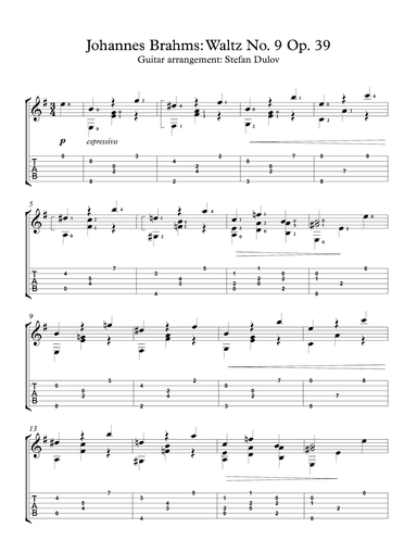 Waltz No. 9 Op. 39 (arr. Stefan Dulov)