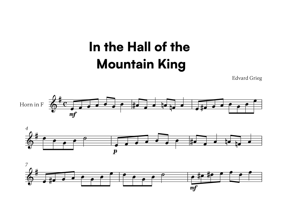 Edvard Grieg - In the Hall of the Mountain King (for French Horn Solo) (arr. Cadenza Editions)