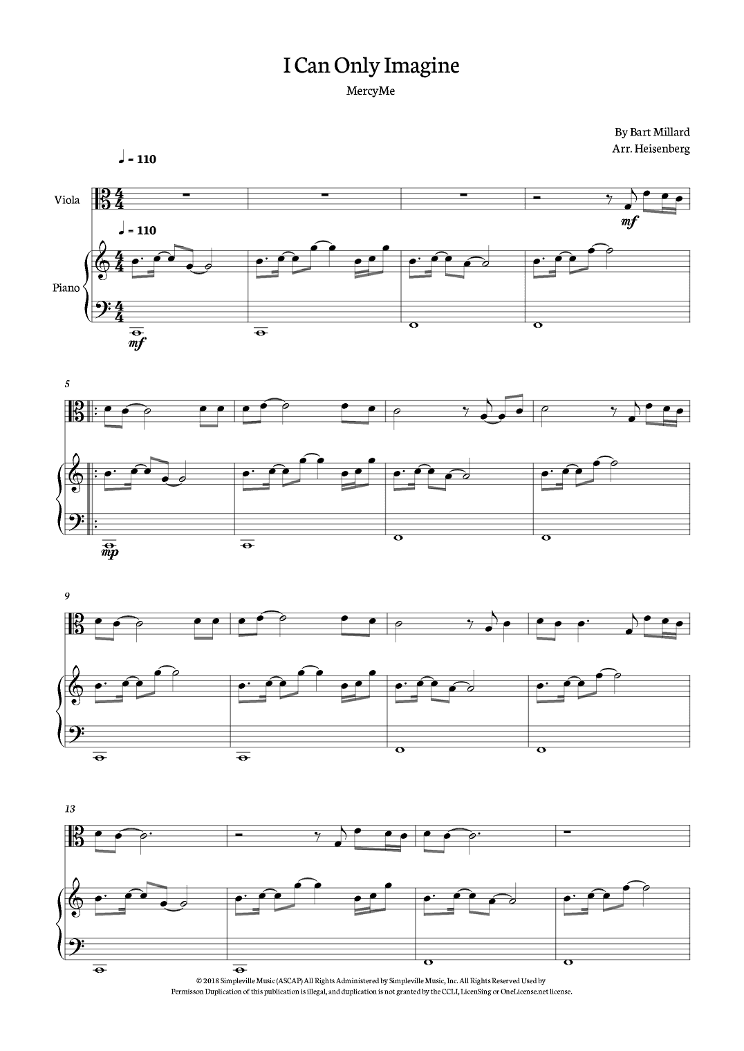 I Can Only Imagine (arr. Heisenberg)