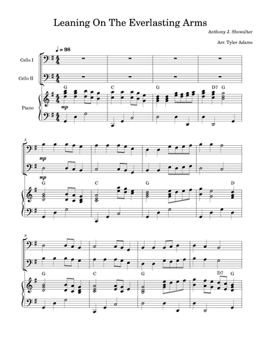 Leaning On The Everlasting Arms (Cello Duet with Piano) (arr. Tyler Adams)