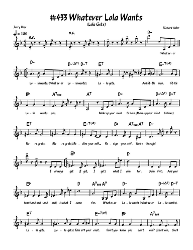 Whatever Lola Wants (lola Gets) (arr. John Fries)