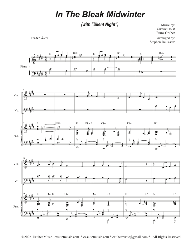 In The Bleak Midwinter (with "Silent Night") (Duet for Violin and Cello) (arr. Stephen DeCesare)