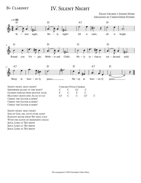Silent Night for Clarinet (arr. Christopher Esther)